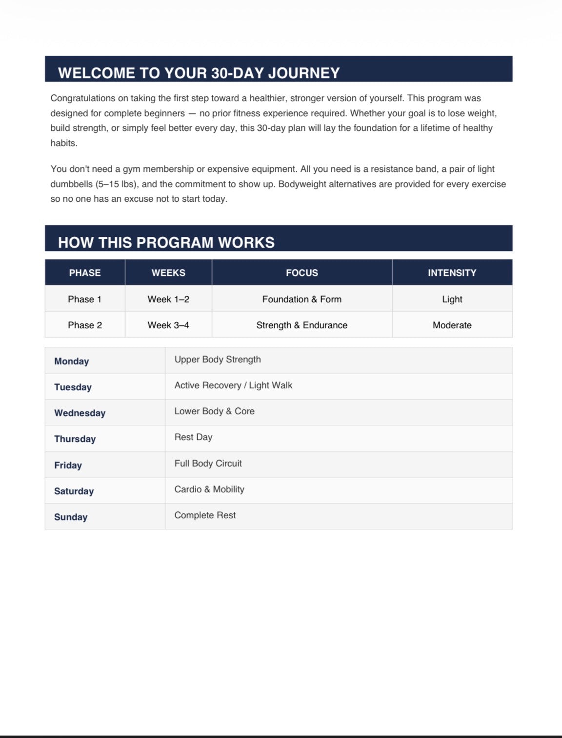 30-Day Beginner Fitness Program | Build Real Fitness & Lasting Habits